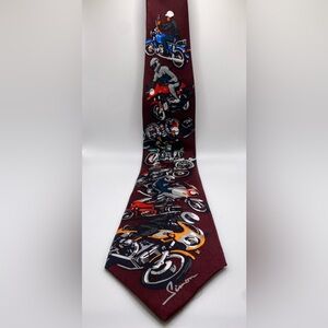 Motorcycle Graphic Tie 100% Silk
